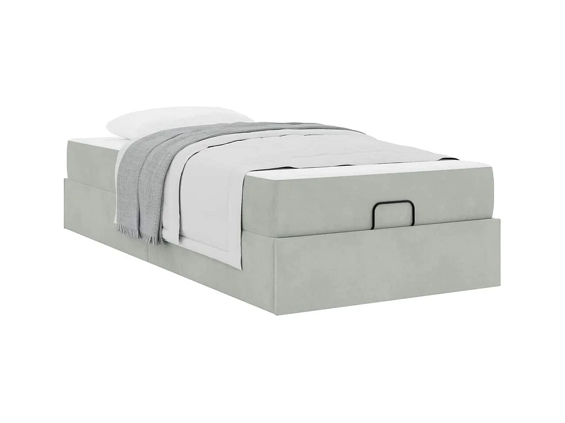 Estrutura da Cama com colchão Cinzento-claro 90 x 200 cm Veludo