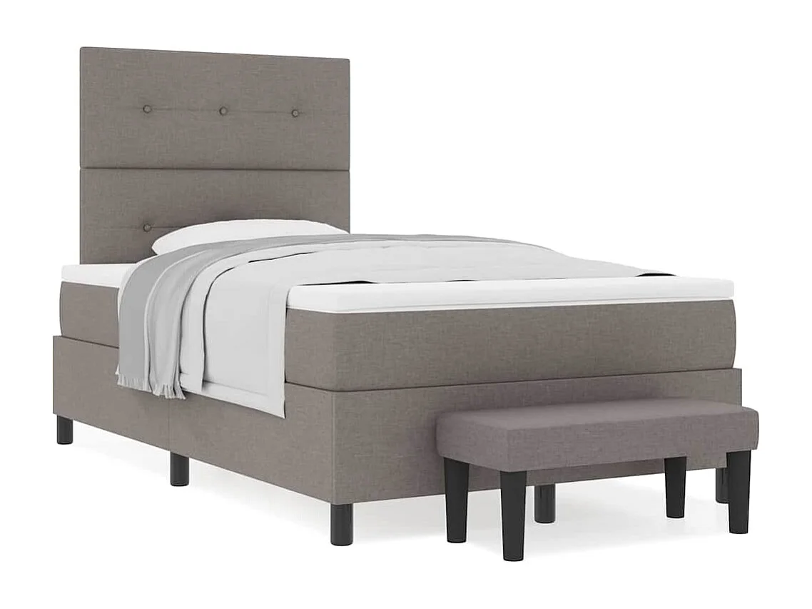 Cadre de lit avec matelas Taupe 120 x 190 cm tissu