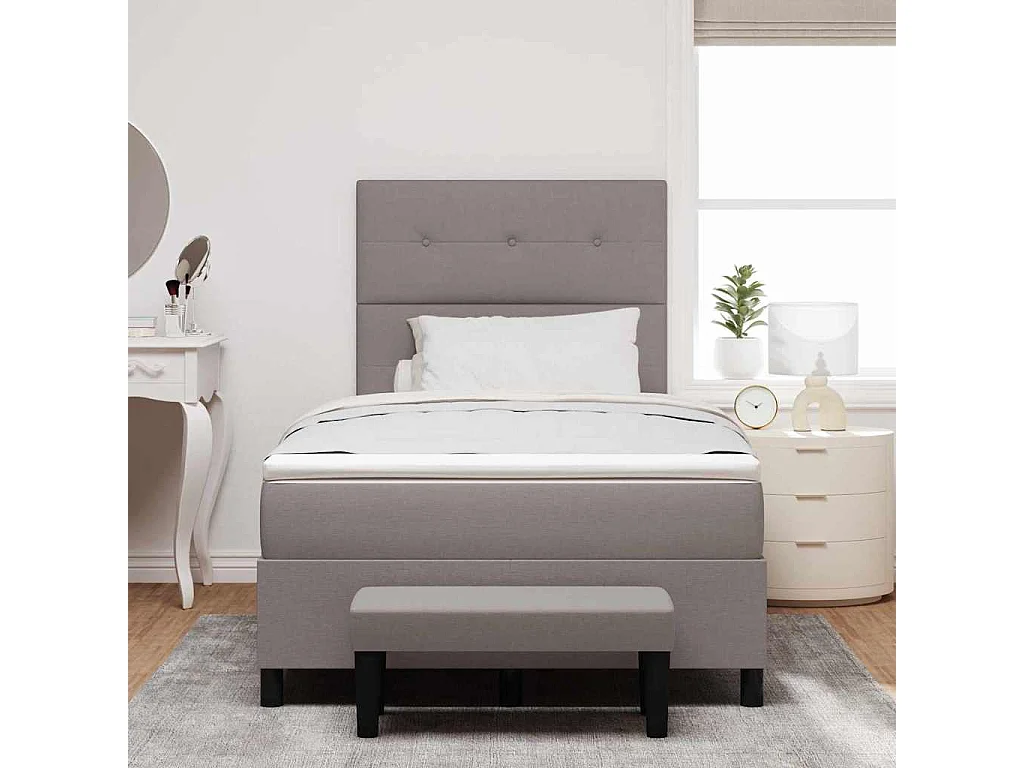 Cadre de lit avec matelas Taupe 120 x 190 cm tissu