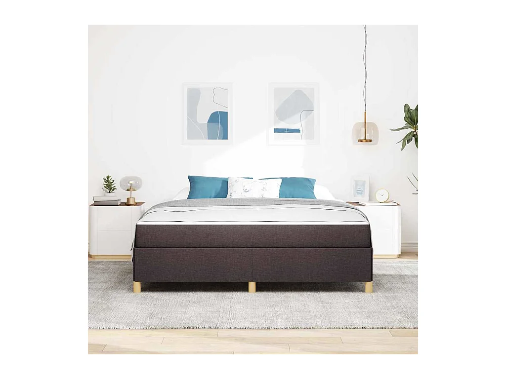 Cadre de lit Marron foncé et Blanc 180 x 200 cm tissu