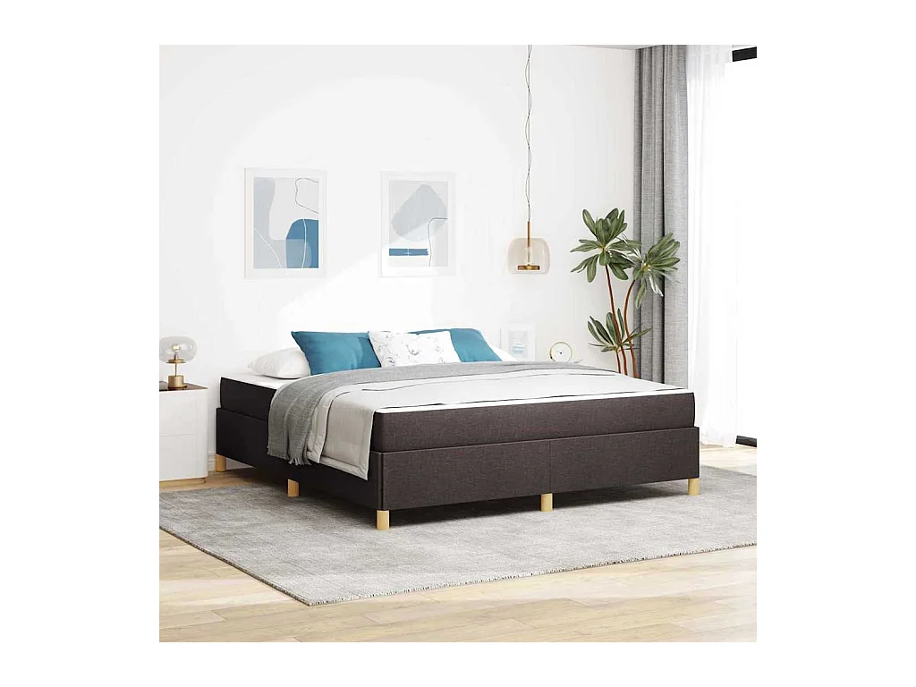 Boxspring bed met matras Donkerbruin en Wit 180 x 200 cm Stof
