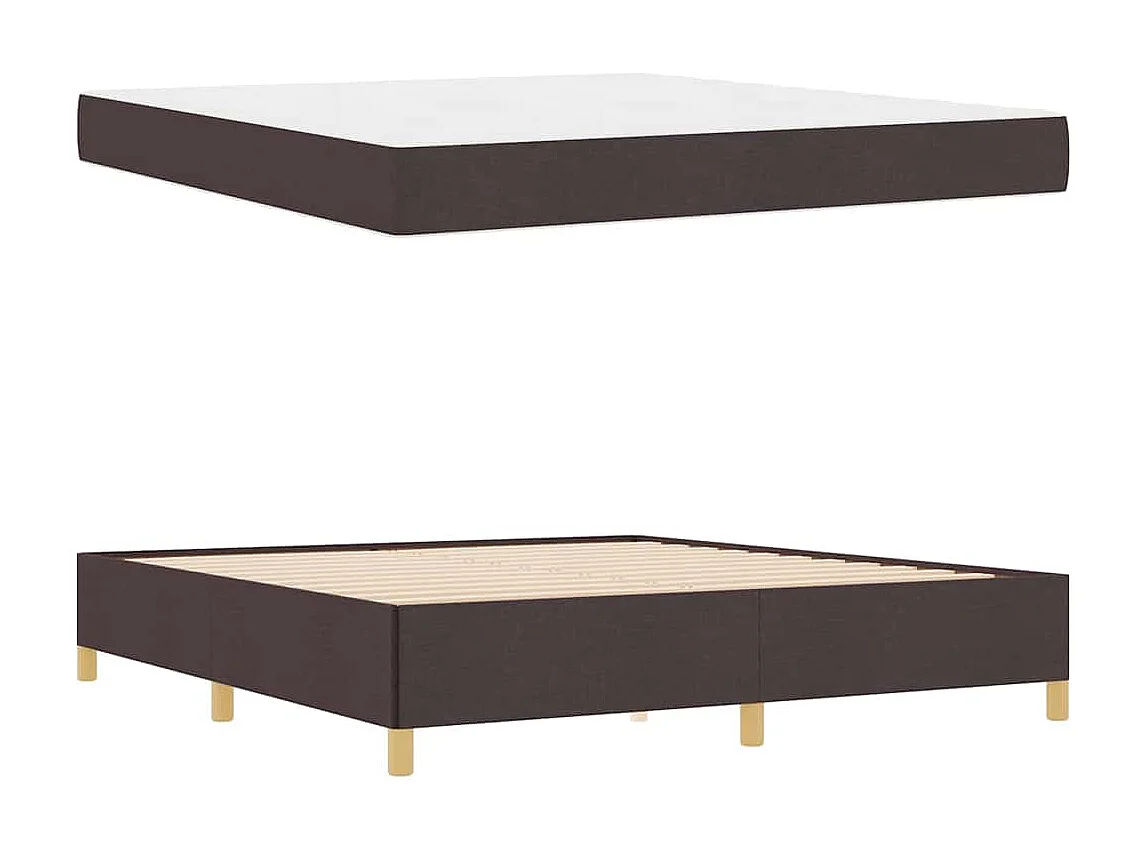 Cama tipo Box Spring Marrón oscuro y Blanco 180 x 200 cm tela