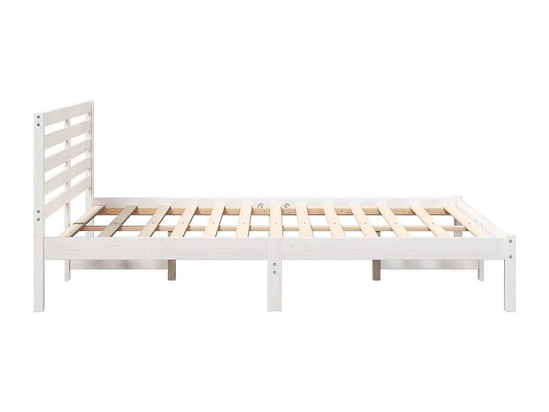 Cadre de lit Blanc 140 x 190 cm Bois massif en pin