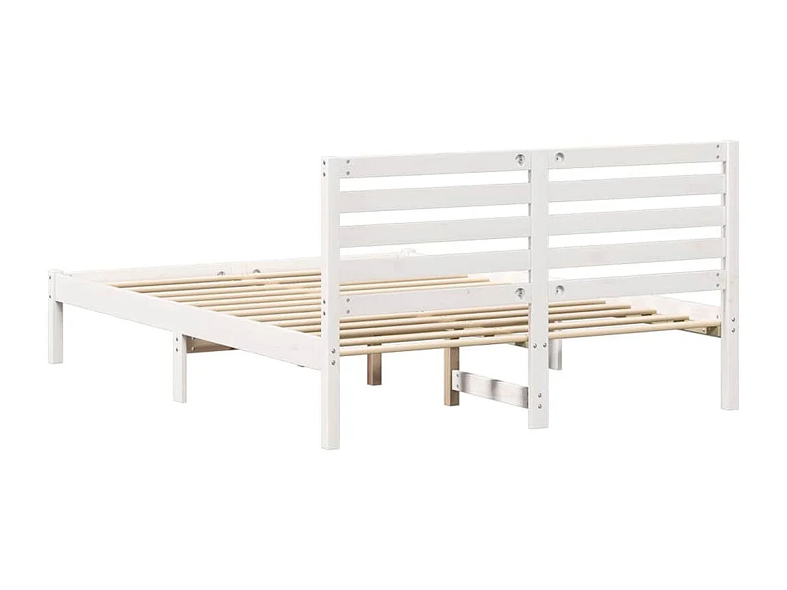 Cadre de lit Blanc 140 x 190 cm Bois massif en pin