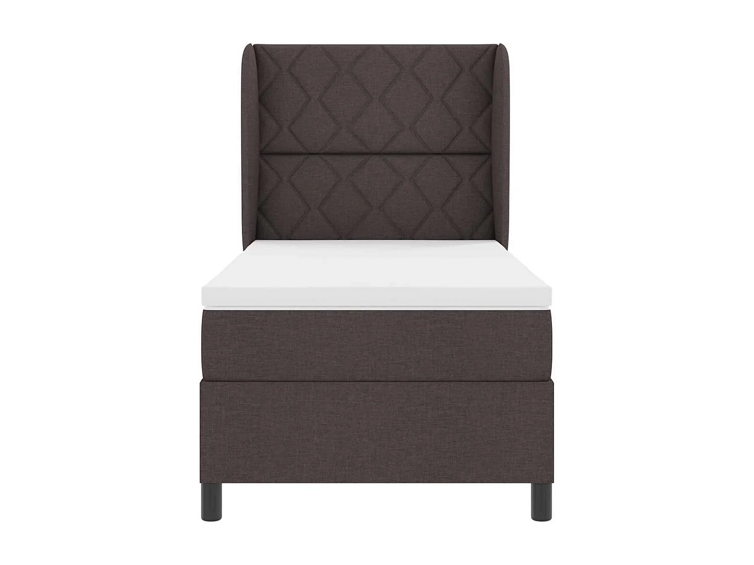 Cadre de lit avec matelas Marron foncé 90 x 200 cm tissu