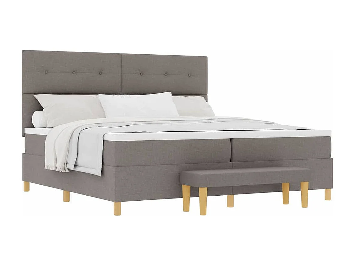 Cama tipo Box Spring con colchón Taupé 200 x 200 cm tela