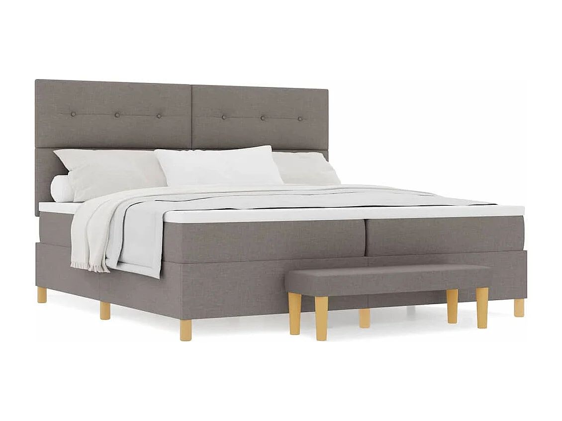 Cama tipo Box Spring con colchón Taupé 200 x 200 cm tela