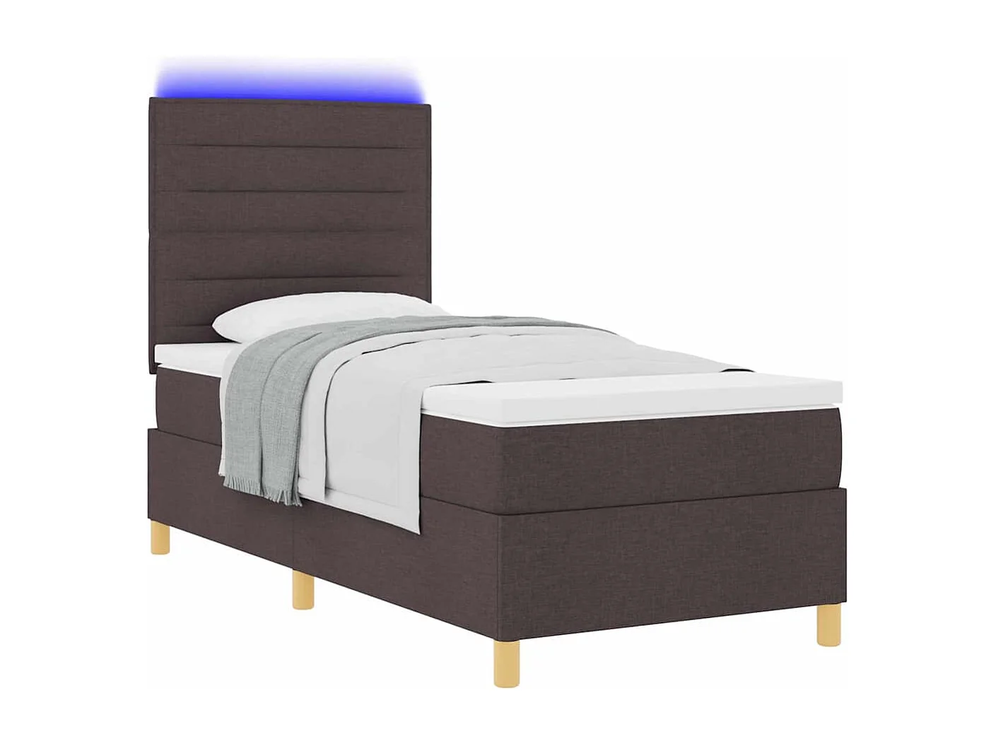 Cama tipo Box Spring con colchón Marrón oscuro 90 x 190 cm tela