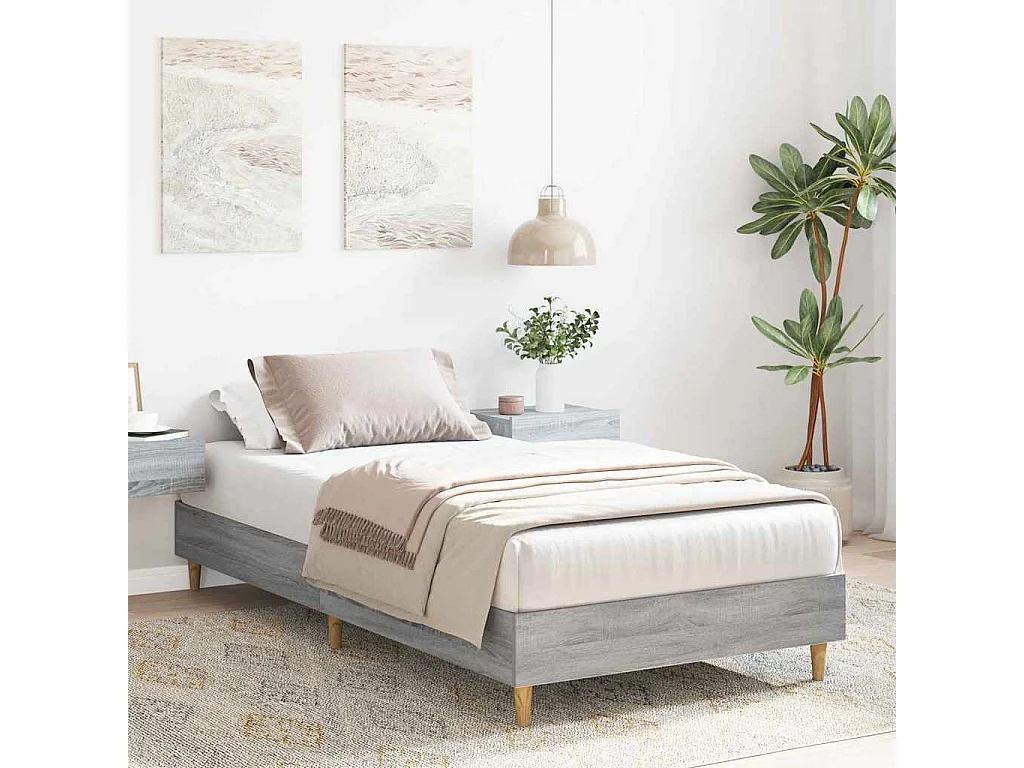 Estructura de cama Gris sonoma 90 x 200 cm Madera contrachapada