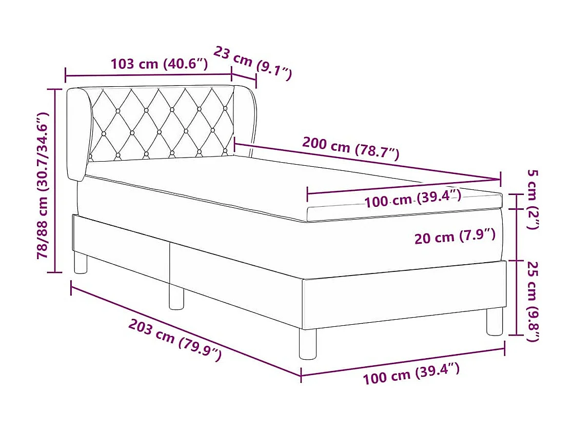 Boxspringbed met Matras Donkergrijs 80x200 cm Fluweel
