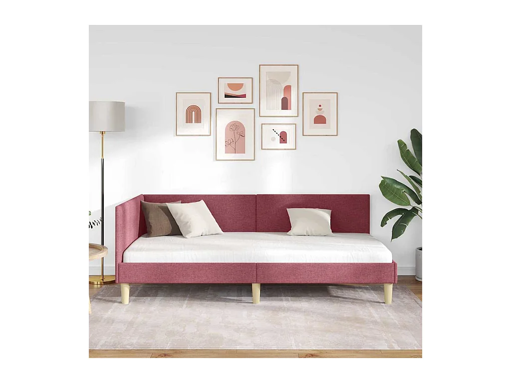 Cadre de lit d'angle Autre Rouge bordeaux 90 x 190 cm