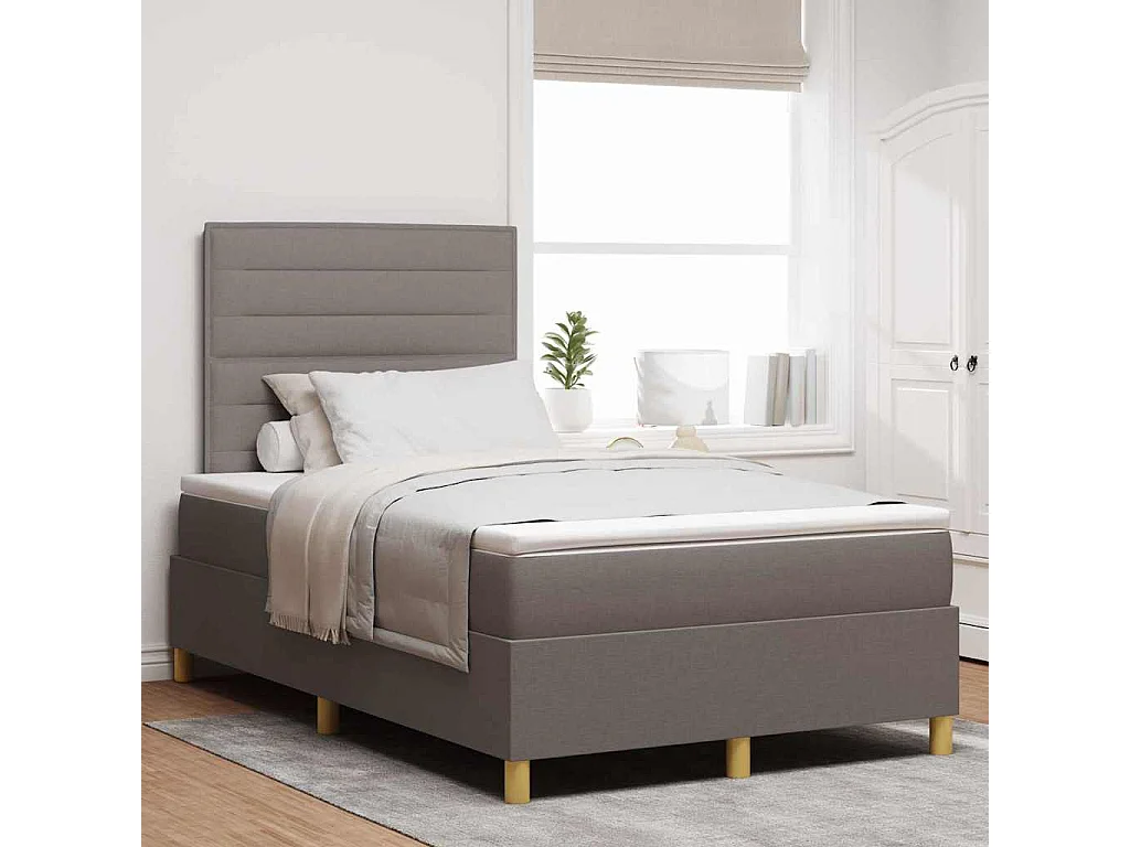 Boxspring bed met matras met hoofdeinde Taupe 120 x 200 cm Stof