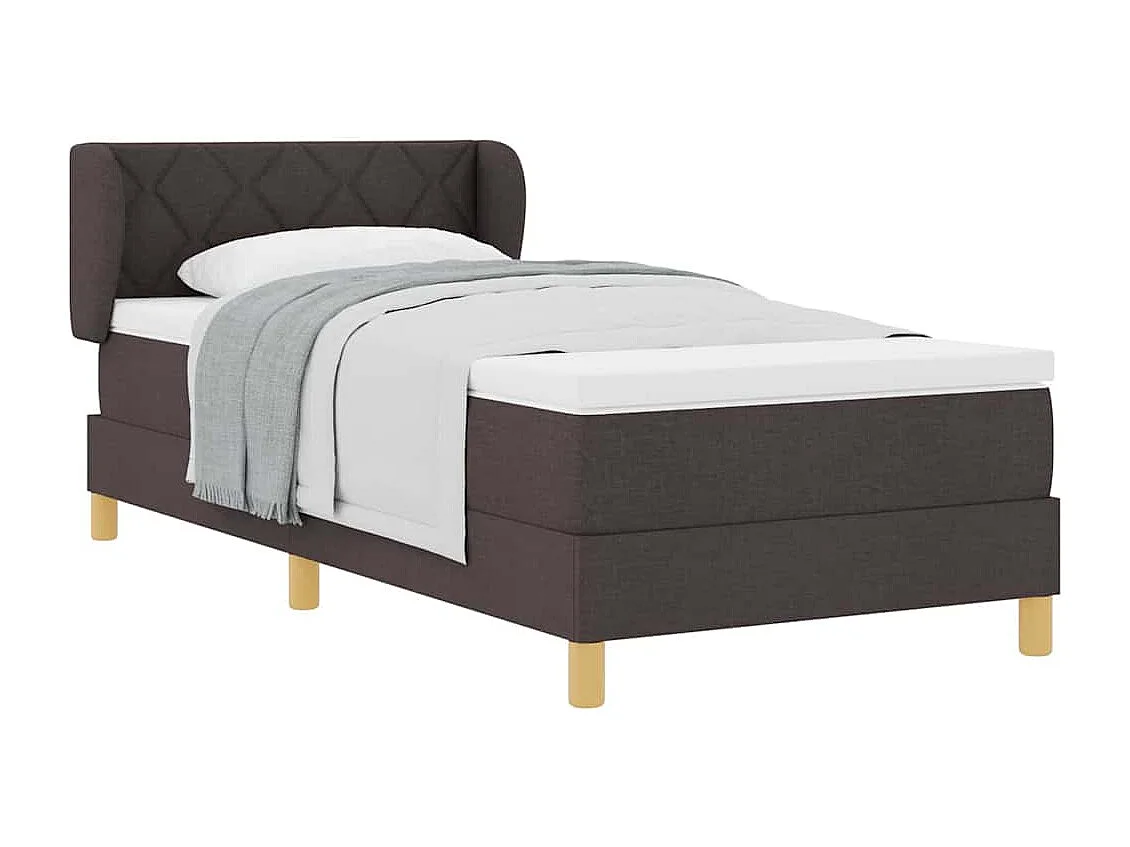 Cadre de lit avec Matelas Crème 90x200 cm Tissu Marron foncé