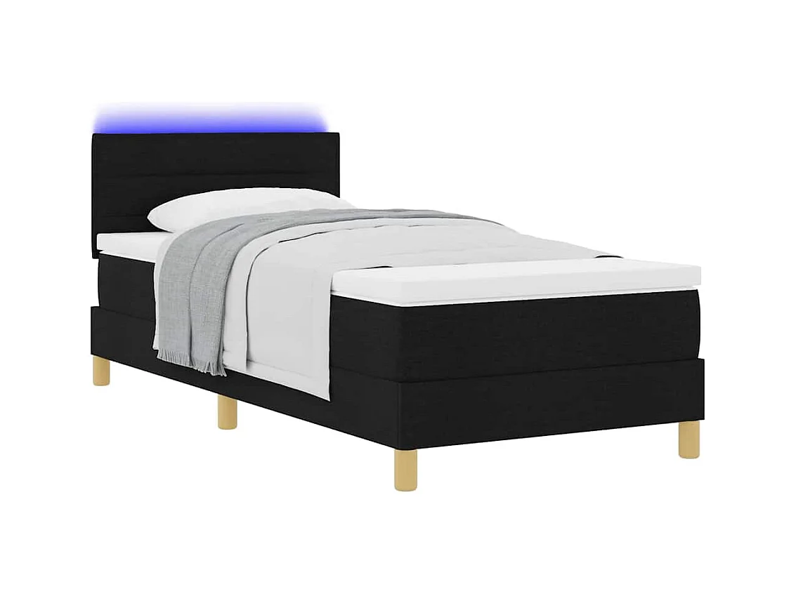 Cadre de lit avec matelas Noir 90 x 190 cm tissu