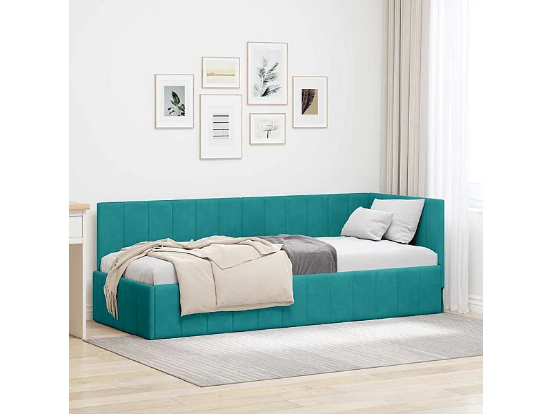 Cadre de lit d'angle Turquoise 80 x 200 cm Velours