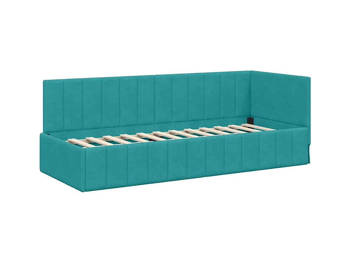 Cadre de lit d'angle Turquoise 80 x 200 cm Velours
