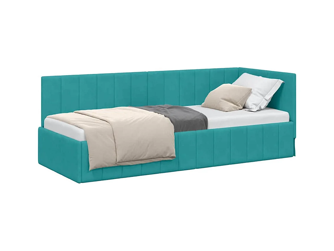 Cadre de lit d'angle Turquoise 80 x 200 cm Velours