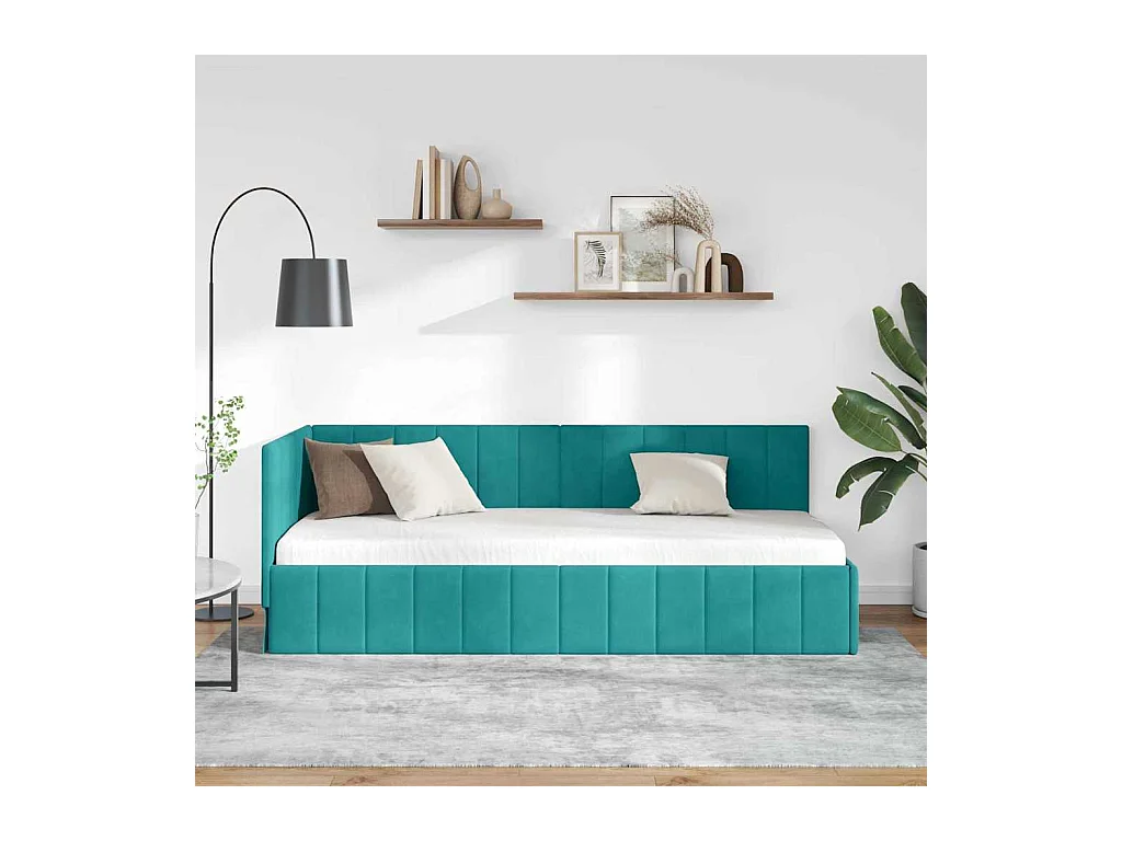Cadre de lit d'angle Turquoise 80 x 200 cm Velours