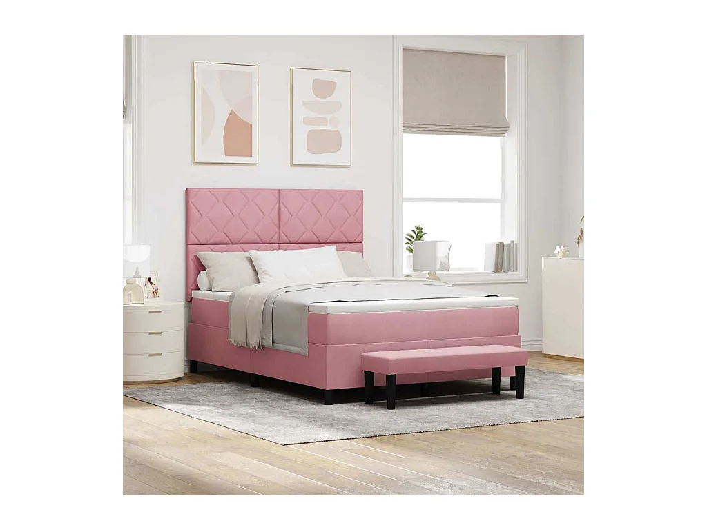 Cadre de lit avec matelas Rose 160 x 200 cm Velours