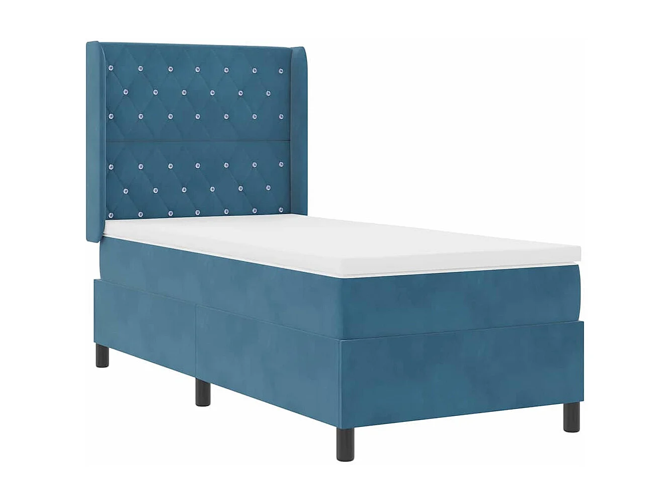 Cama con Box Spring LED y Colchón Azul 90 x 200 cm Terciopelo