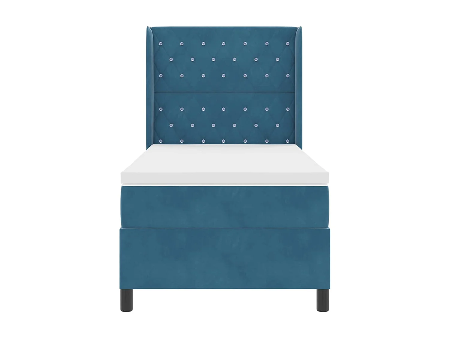Cama con Box Spring LED y Colchón Azul 90 x 200 cm Terciopelo