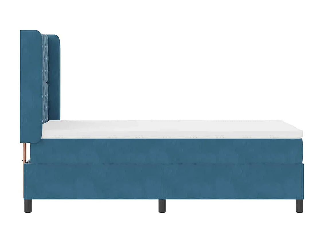 Cama con Box Spring LED y Colchón Azul 90 x 200 cm Terciopelo