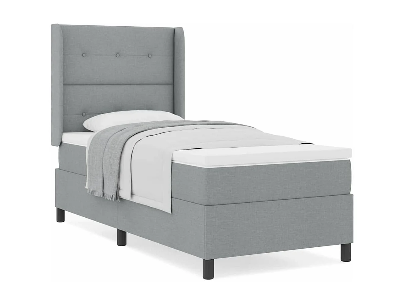 Cadre de lit avec matelas Gris clair 80 x 200 cm tissu
