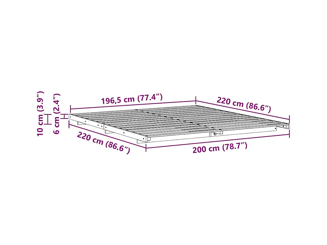 Estructura de cama Blanco 200 x 220 cm Madera maciza de pino