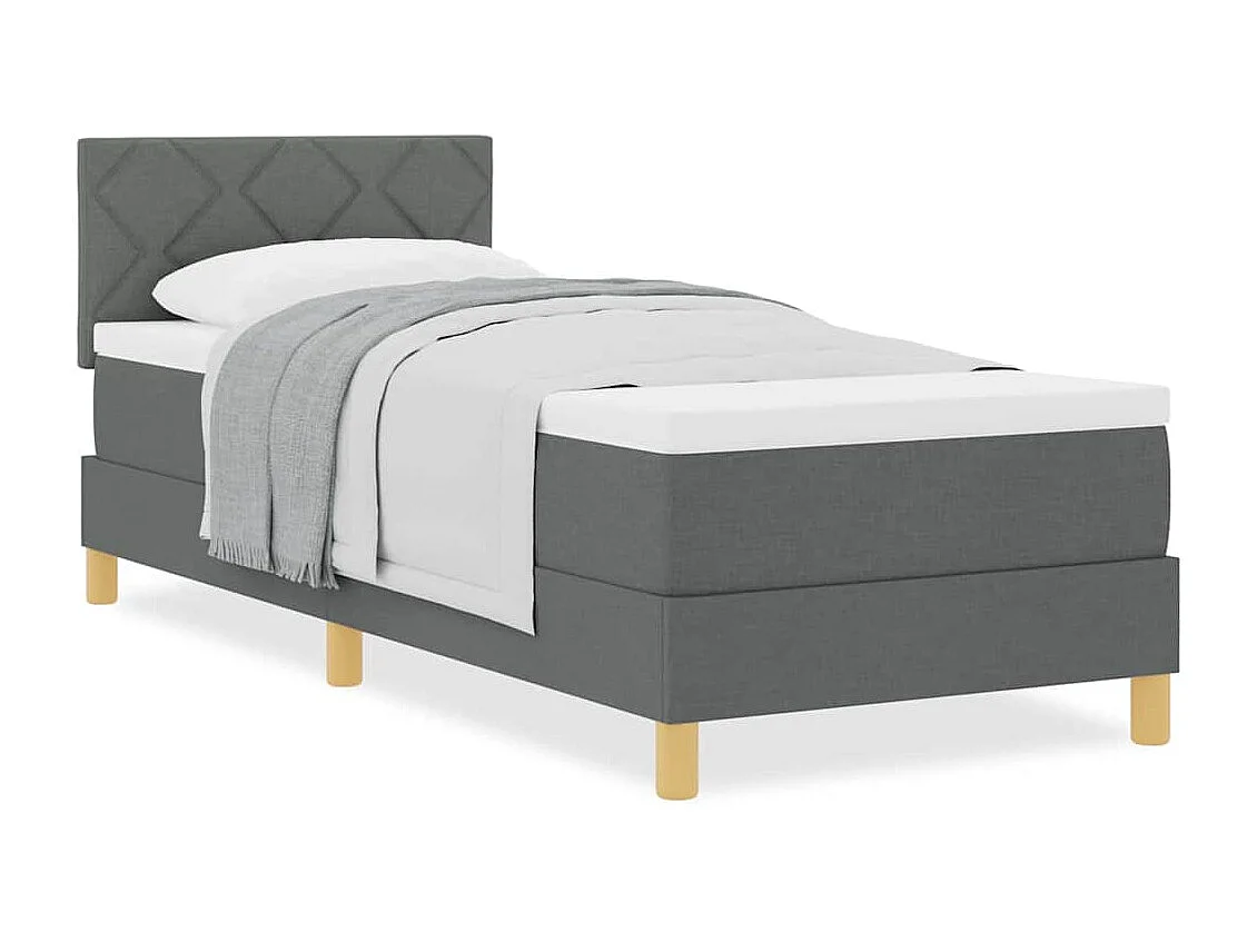 Cama box spring con colchón Gris oscuro 80 x 200 cm tela