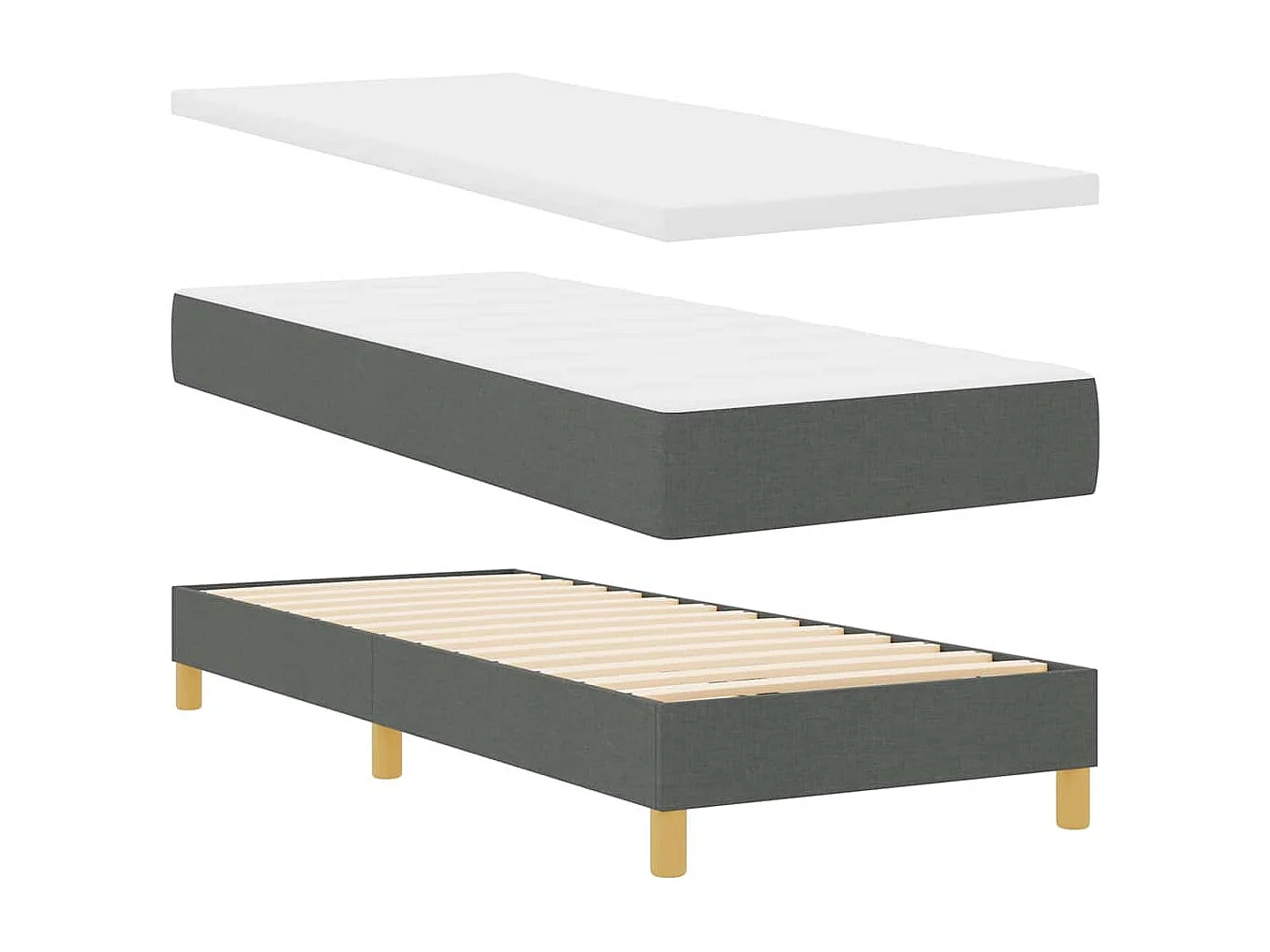 Cama box spring con colchón Gris oscuro 80 x 200 cm tela