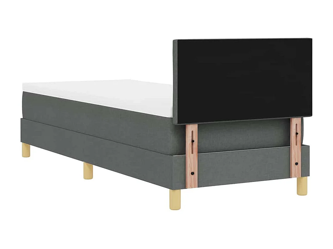 Cama box spring con colchón Gris oscuro 80 x 200 cm tela