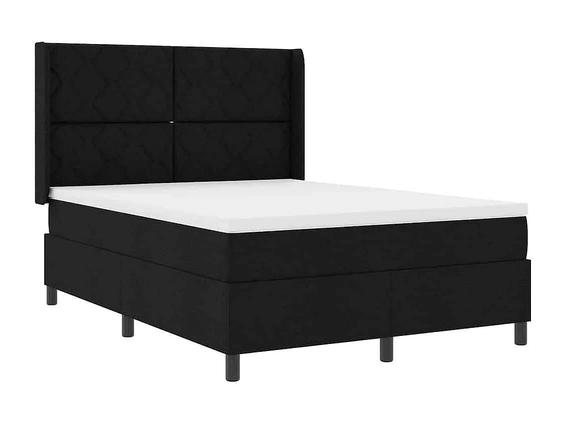 Cama Box com colchão com cabeceira Preto 140 x 200 cm tecido