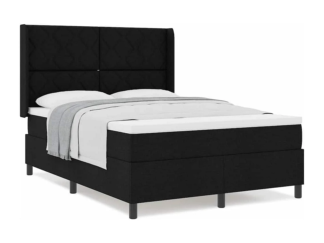 Cama Box com colchão com cabeceira Preto 140 x 200 cm tecido