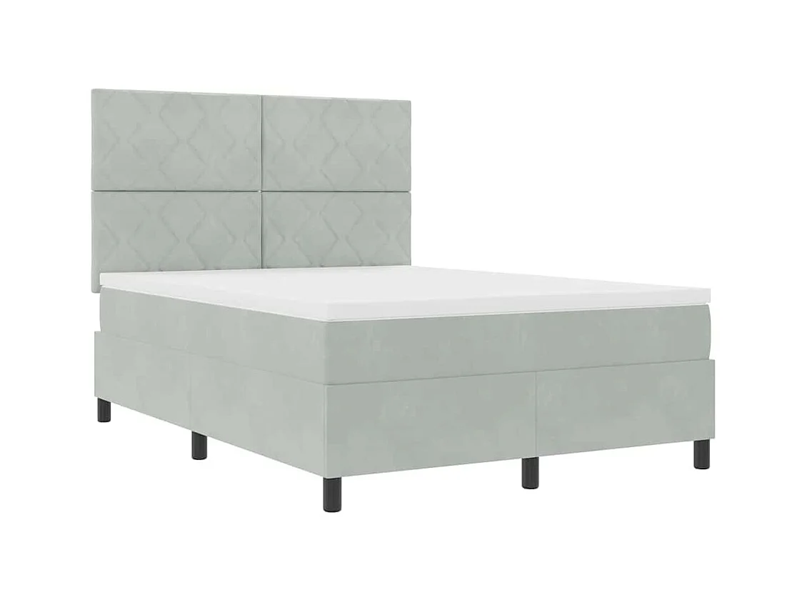Cadre de lit avec matelas Gris clair 140 x 200 cm Velours