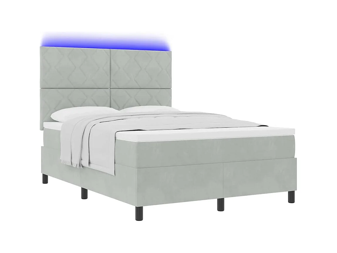Cadre de lit avec matelas Gris clair 140 x 200 cm Velours