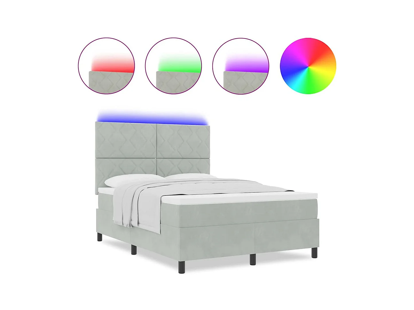 Cadre de lit avec matelas Gris clair 140 x 200 cm Velours