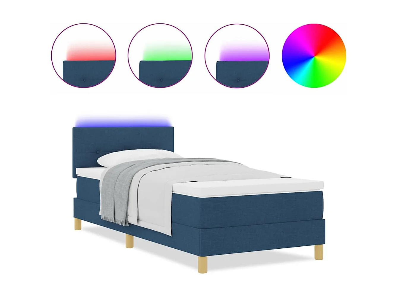 Boxspring bed met matras met hoofdeinde Blauw 100 x 200 cm Stof