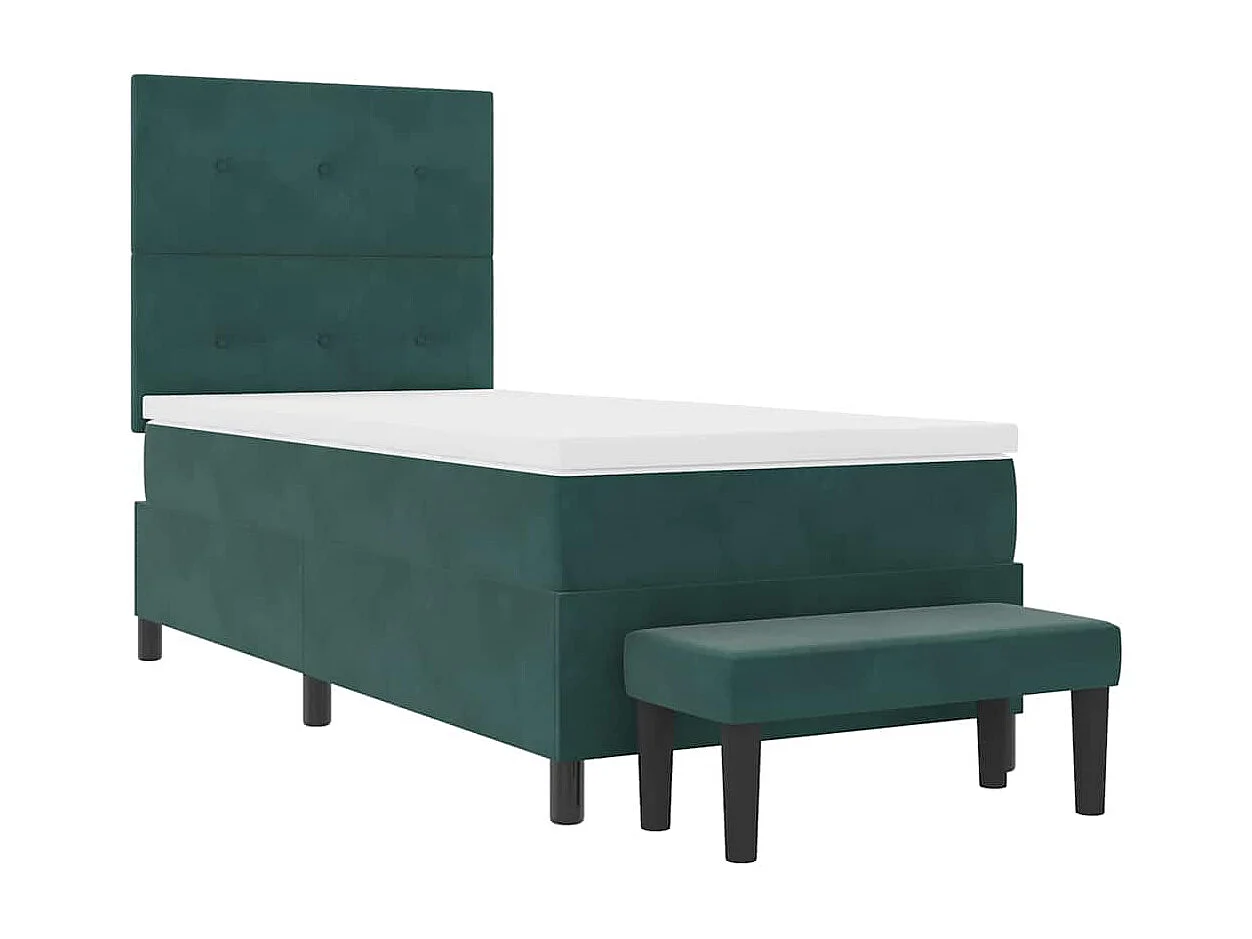 Cadre de lit avec matelas Vert foncé 100 x 200 cm Velours