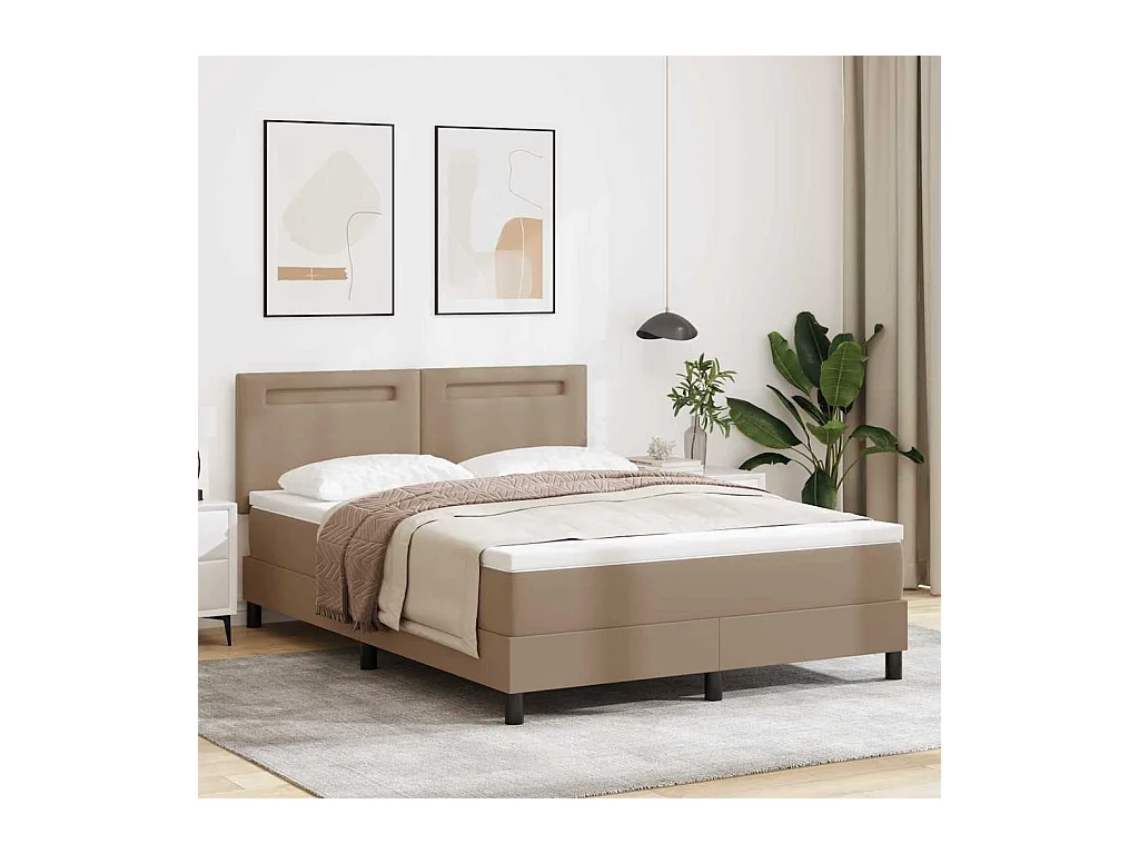 Cadre de lit avec matelas Cappuccino 140 x 200 cm Faux cuir