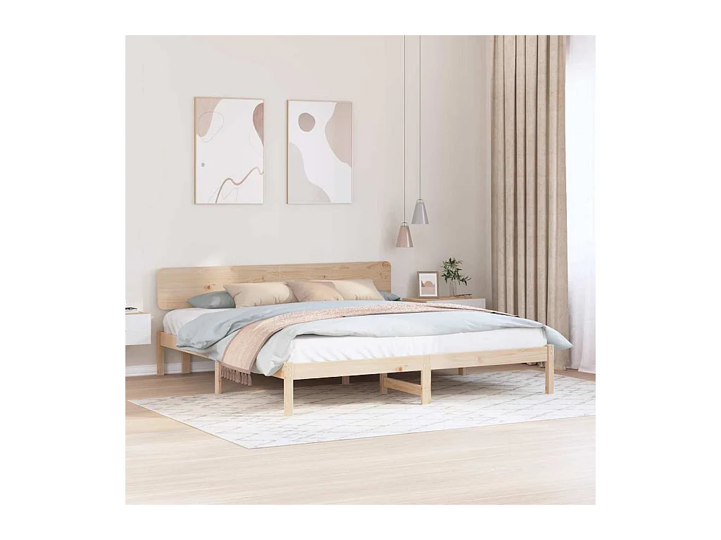 Estrutura da Cama com cabeceira Natural 180 x 200 cm