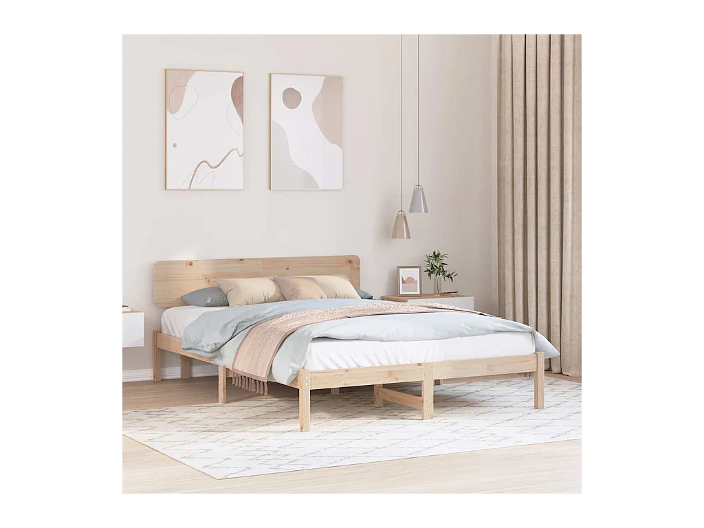 Cadre de lit avec tête de lit Naturel 160 x 200 cm