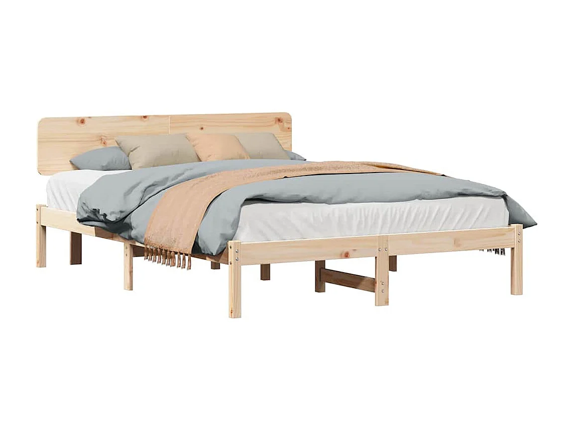 Estructura de cama con cabecera Natural 160 x 200 cm