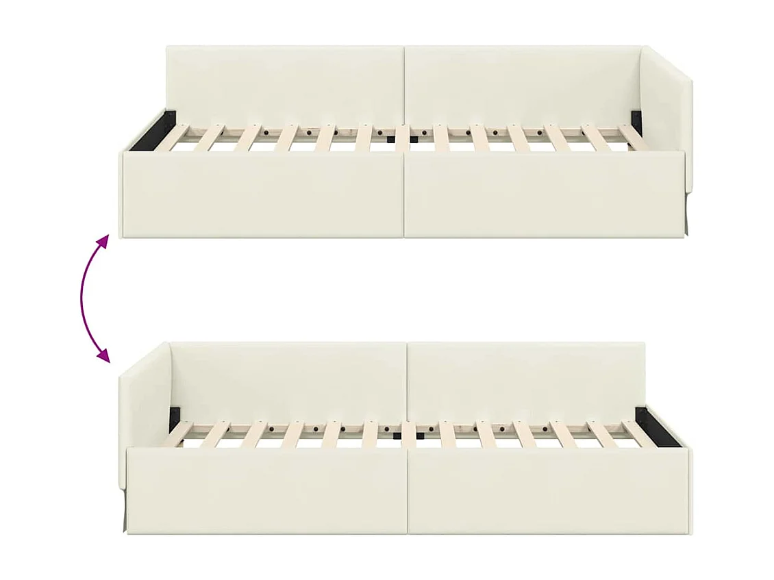 Cadre de lit d'angle Autre avec tête de lit Crème 80 x 200 cm