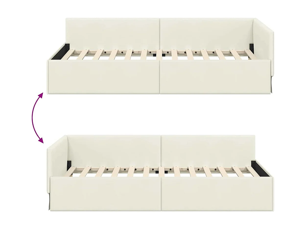 Cadre de lit d'angle Autre avec tête de lit Crème 80 x 200 cm