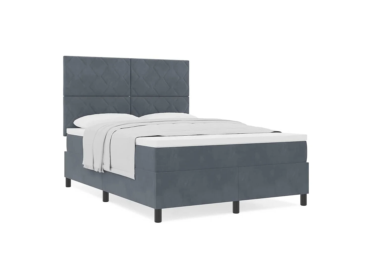 Cama tipo Box Spring Gris oscuro 140 x 190 cm Terciopelo