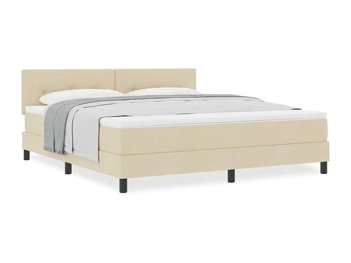 Cadre de lit avec matelas Crème 180 x 200 cm tissu