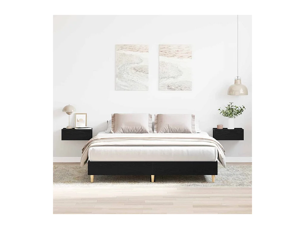 Cadre de lit Chêne noir 140 x 200 cm Bois d'ingénierie