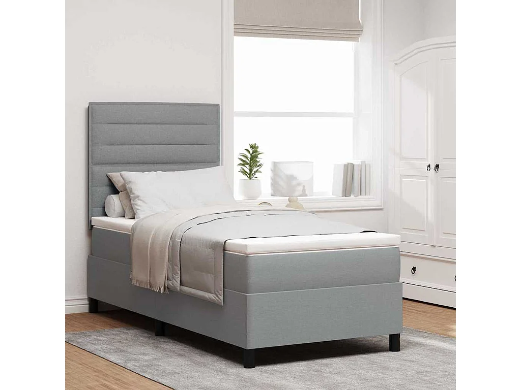 Cadre de lit avec matelas Gris clair 80 x 200 cm tissu