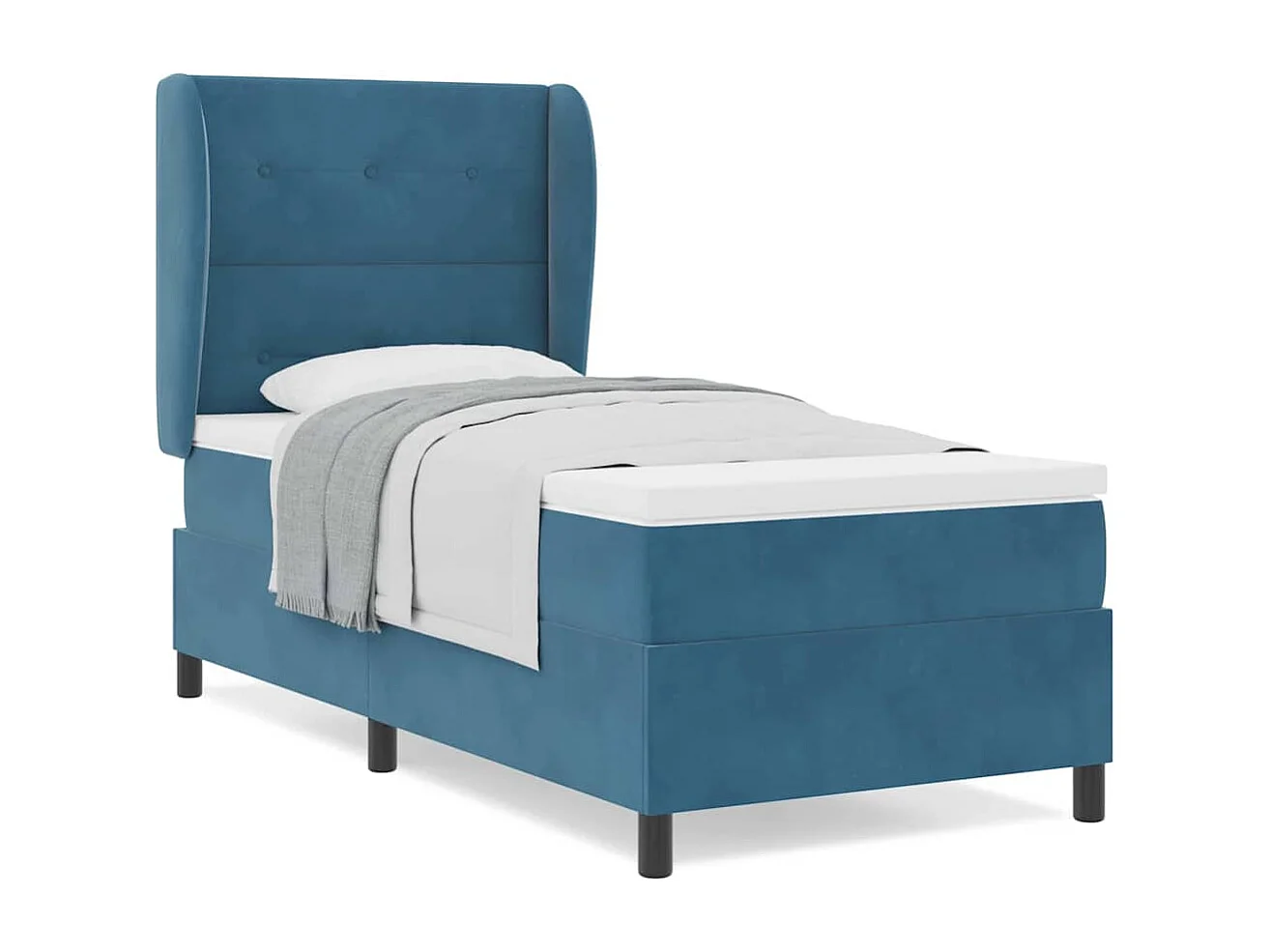 Cadre de lit avec matelas Bleu foncé 90 x 190 cm Velours