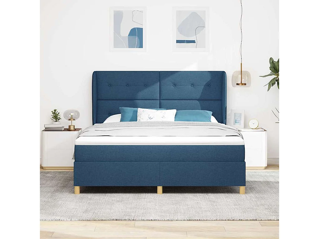 Cadre de lit avec matelas gris foncé 90x190 cm Bleu